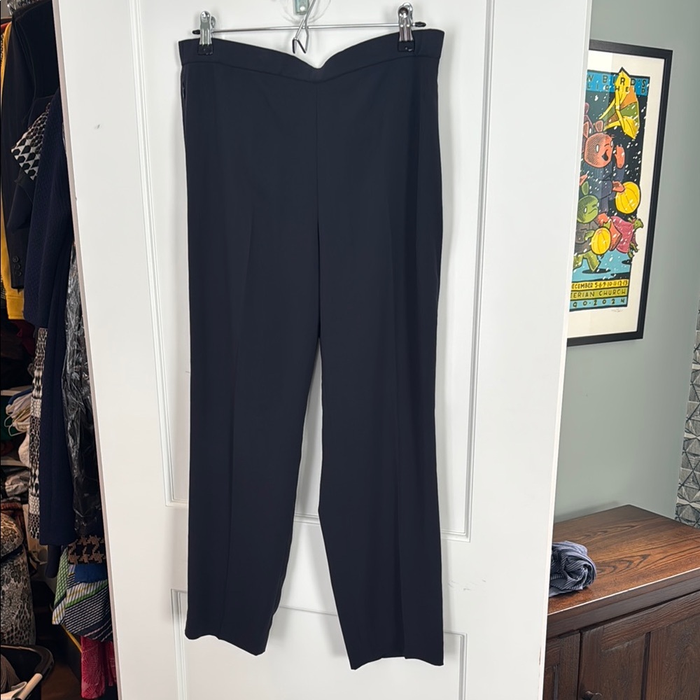 Theory Navy Crepe Cropped Pull-on Pants